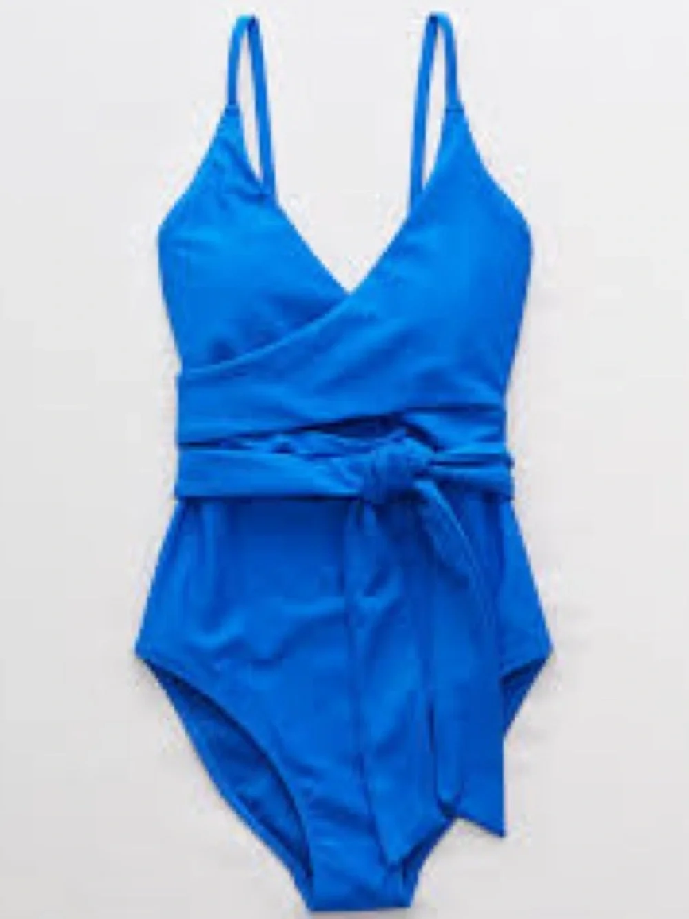 NWT Aerie Blue Wrap Full Coverage One-Piece Swimsuit Size LG
